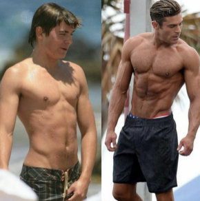 Zac Efron, ciclo de anabólicos antes y después